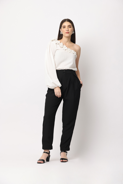 One shoulder top with trouser co-ord set