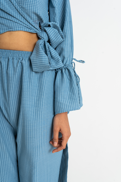 Summer tie detail crop top and trouser co-ord set